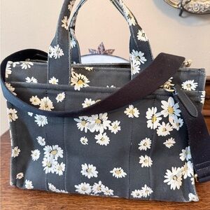 Coach Floral Canvas Tote Bag - Black and White